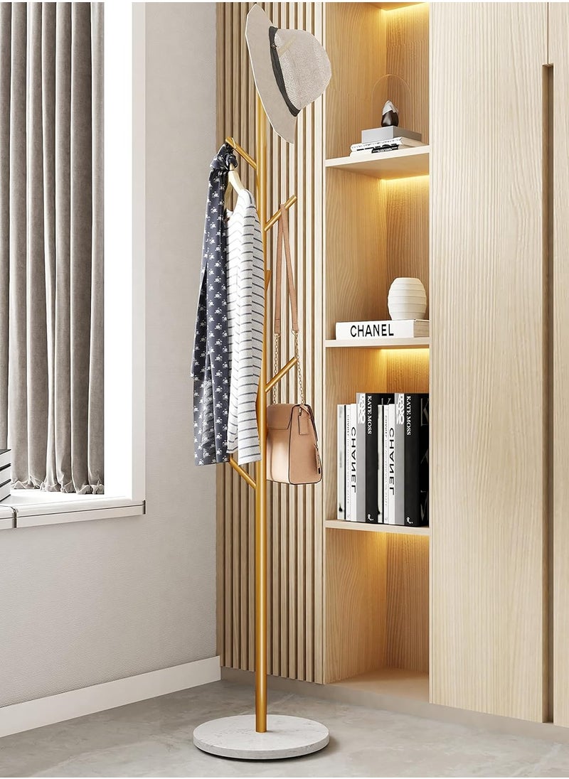 CityRiya-Long Coat Rack Freestanding Clothes Stand Garment Rack Clothes Rack Metal Coat Racks Hanger Stand Clothes Rail Stand Clothes Hanger Organizer with Marble Base for Hanging Clothes, Hats, Bags  - Image 5