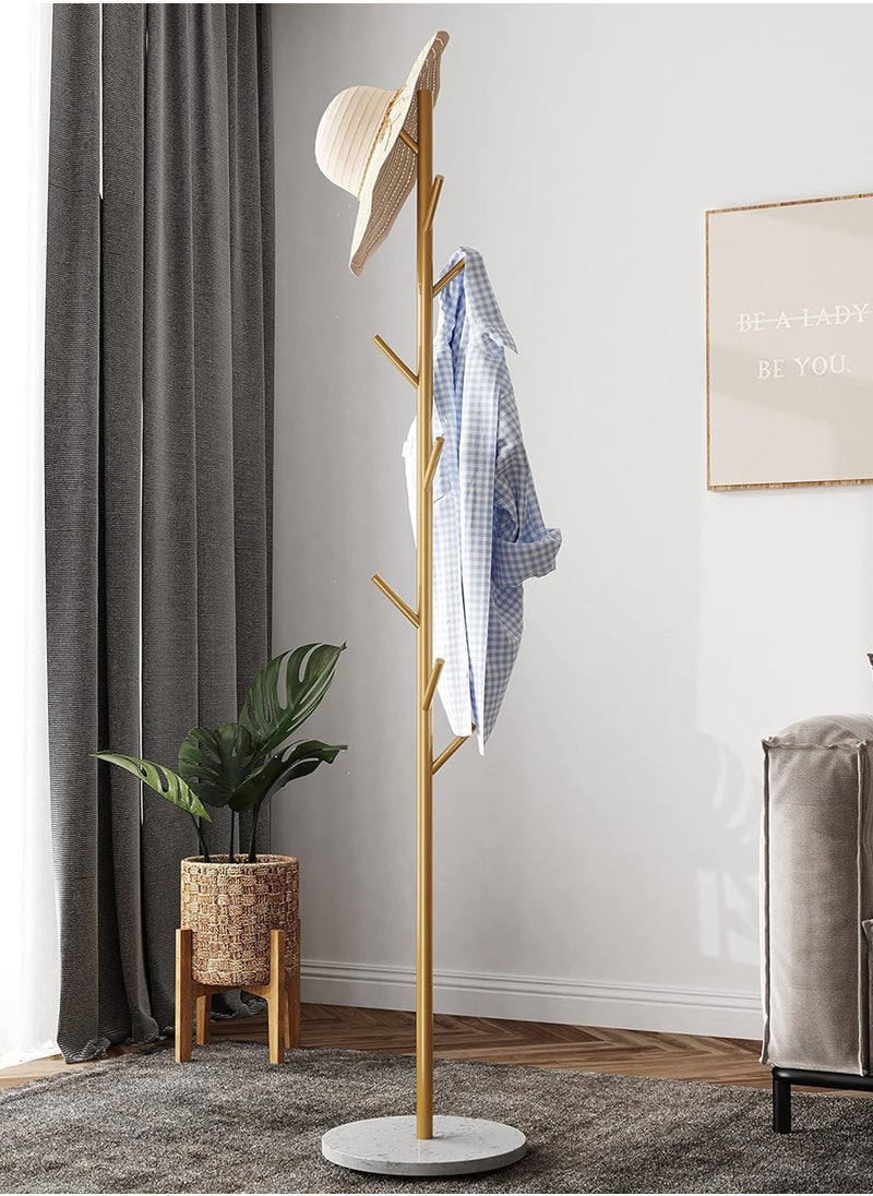 CityRiya-Long Coat Rack Freestanding Clothes Stand Garment Rack Clothes Rack Metal Coat Racks Hanger Stand Clothes Rail Stand Clothes Hanger Organizer with Marble Base for Hanging Clothes, Hats, Bags  - Image 1