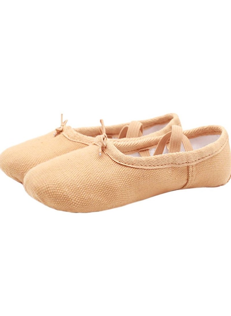 Loquat - Soft Bottom Dance Shoes Ballet Yoga Shoes Girls Dancing Shoes Beige Color - Image 1
