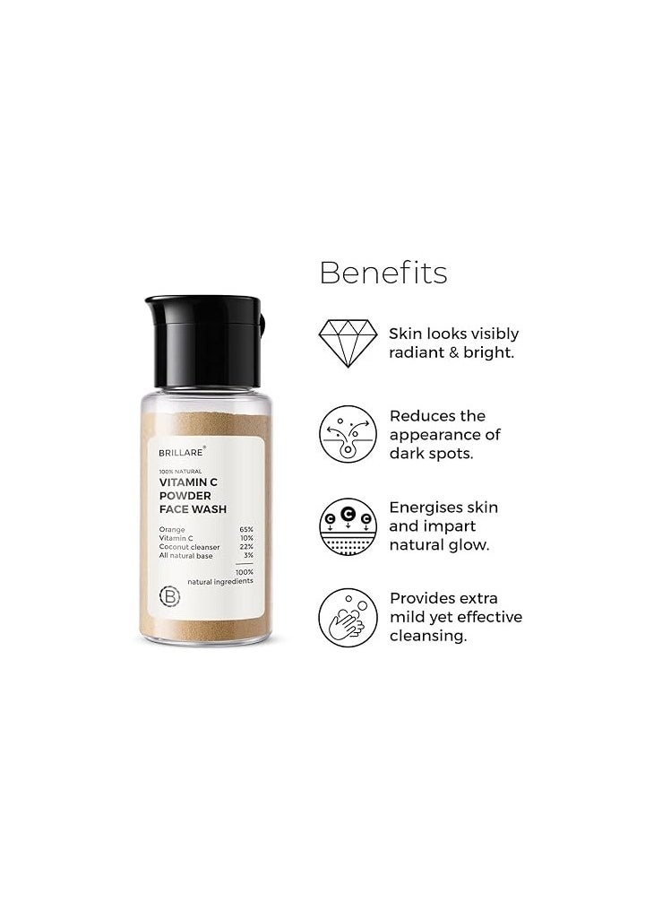 BRILLARE Brillare Vitamin C Face Wash for Pigmentation Dark Spots Coconut Skin Brightening 100% Natural Powder Facewash  - Image 3