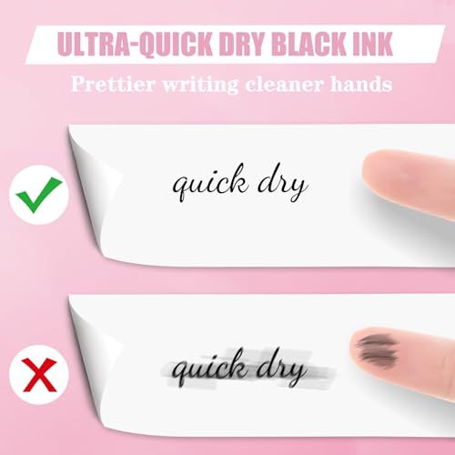 Piochoo Aesthetic Pens, 8 Pcs 0.5mm Gel Pens, No Smudge Quick Dry Smooth Writing Pens, Cute Black Ink Journaling Pens for Women Nurse School Office Desk Accessories - Image 5