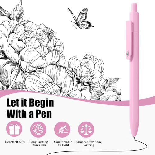 Piochoo Aesthetic Pens, 8 Pcs 0.5mm Gel Pens, No Smudge Quick Dry Smooth Writing Pens, Cute Black Ink Journaling Pens for Women Nurse School Office Desk Accessories - Image 4