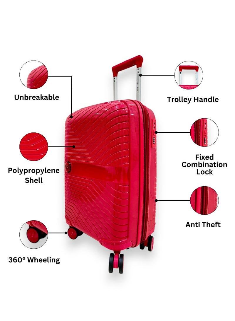 Generic - Red Infinity Set of 3 Trolley SuitCases Small | Medium | Large Luggage Trolley - Image 1