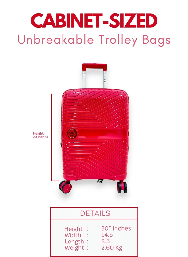 Generic - Red Infinity Set of 3 Trolley SuitCases Small | Medium | Large Luggage Trolley - Image 1