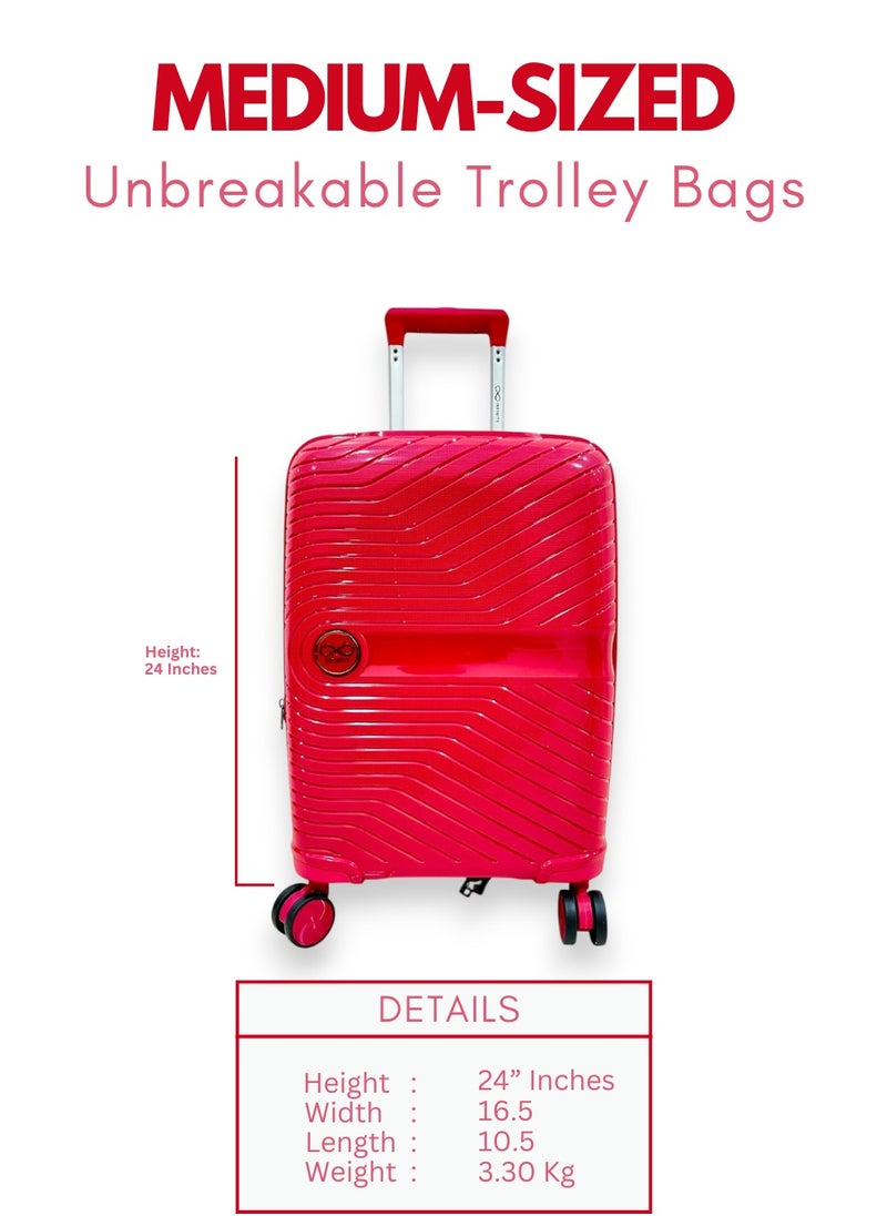 Generic - Red Infinity Set of 3 Trolley SuitCases Small | Medium | Large Luggage Trolley - Image 1