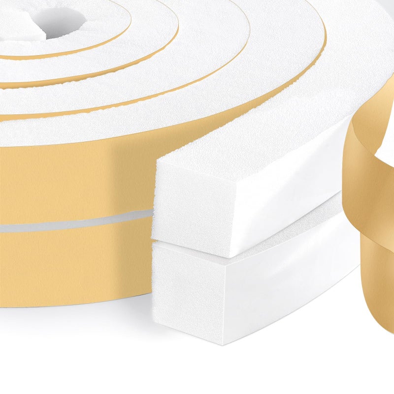 DEMEDO High Density Foam Tape Air Conditioner Window Seal, 1x1 Inch Thick Foam Stripe with Adhesive for Window AC Insulation, Weather Stripping for Doors and Windows Insulation, AC Foam Tape, White - Image 1