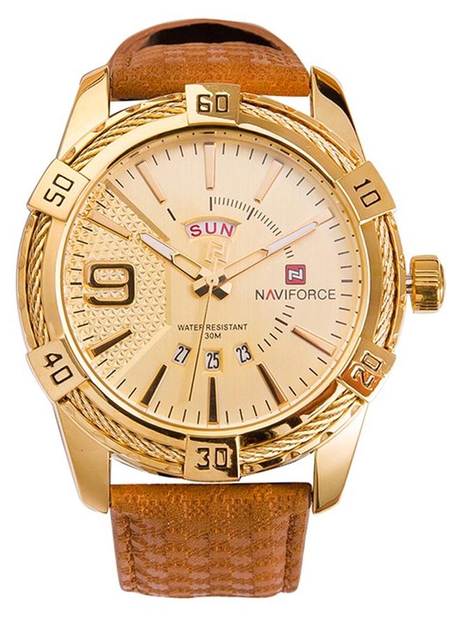 Naviforce fashion men's watch, quartz watch, fashion waterproof multi -function sports watch, gold -plated dial - Image 1