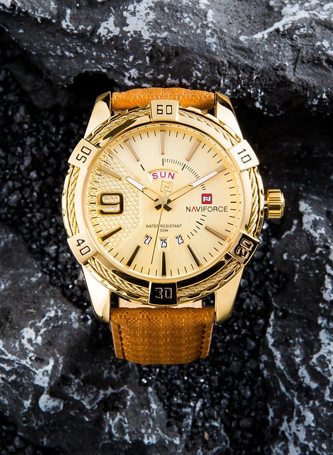 Naviforce fashion men's watch, quartz watch, fashion waterproof multi -function sports watch, gold -plated dial - Image 2