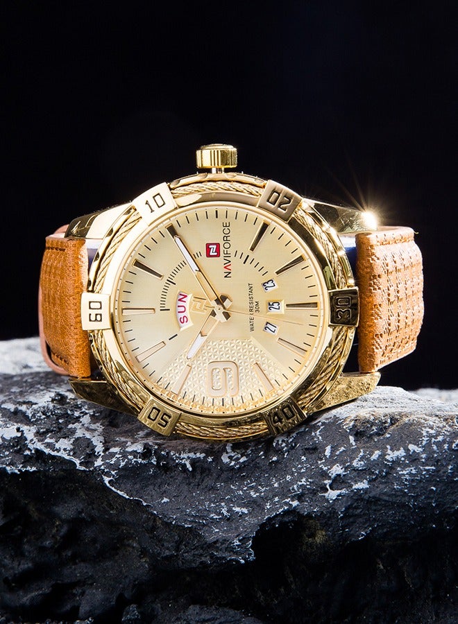 Naviforce fashion men's watch, quartz watch, fashion waterproof multi -function sports watch, gold -plated dial - Image 5