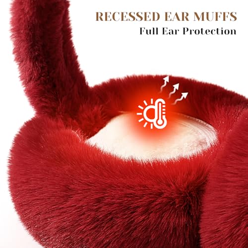 Tavaleu Ear muffs for Women Winter, Faux Fur Earmuffs, Cute Foldable Fluffy Ear Warmers, Soft Warm Ear Covers for Women Men - Image 4