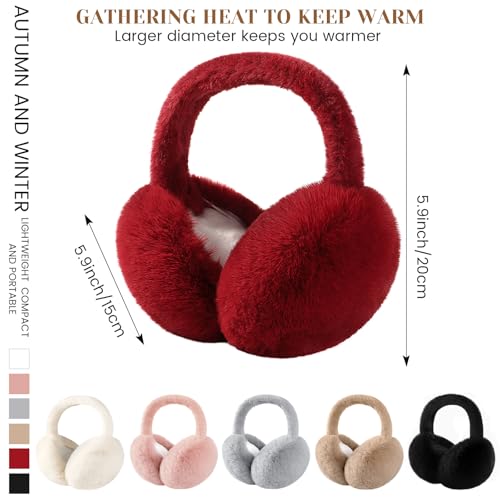 Tavaleu Ear muffs for Women Winter, Faux Fur Earmuffs, Cute Foldable Fluffy Ear Warmers, Soft Warm Ear Covers for Women Men - Image 3