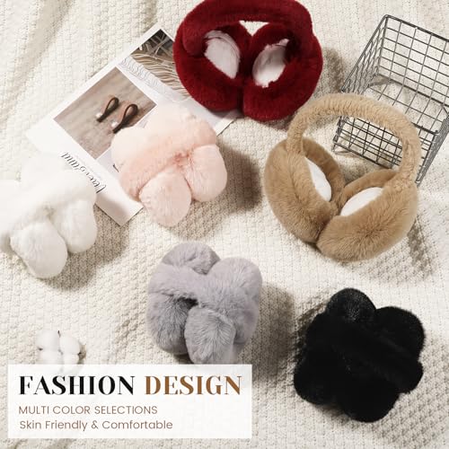 Tavaleu Ear muffs for Women Winter, Faux Fur Earmuffs, Cute Foldable Fluffy Ear Warmers, Soft Warm Ear Covers for Women Men - Image 2