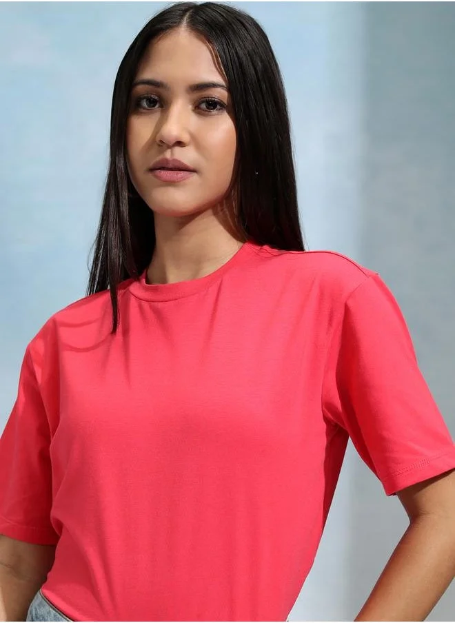 Tokyo Talkies Regular Fit Round Neck T-Shirt by Styli