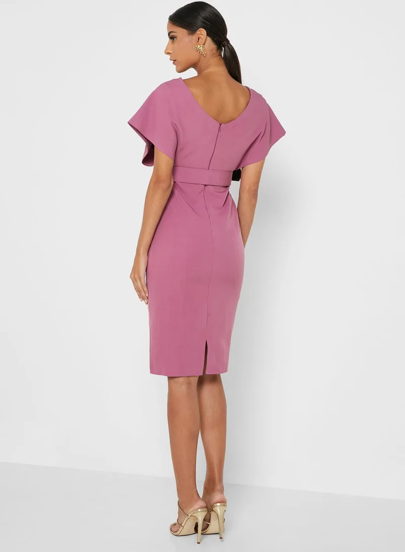 Ella Limited Edition Surplice Detail Belted Dress