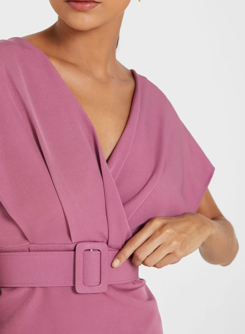 Ella Limited Edition Surplice Detail Belted Dress