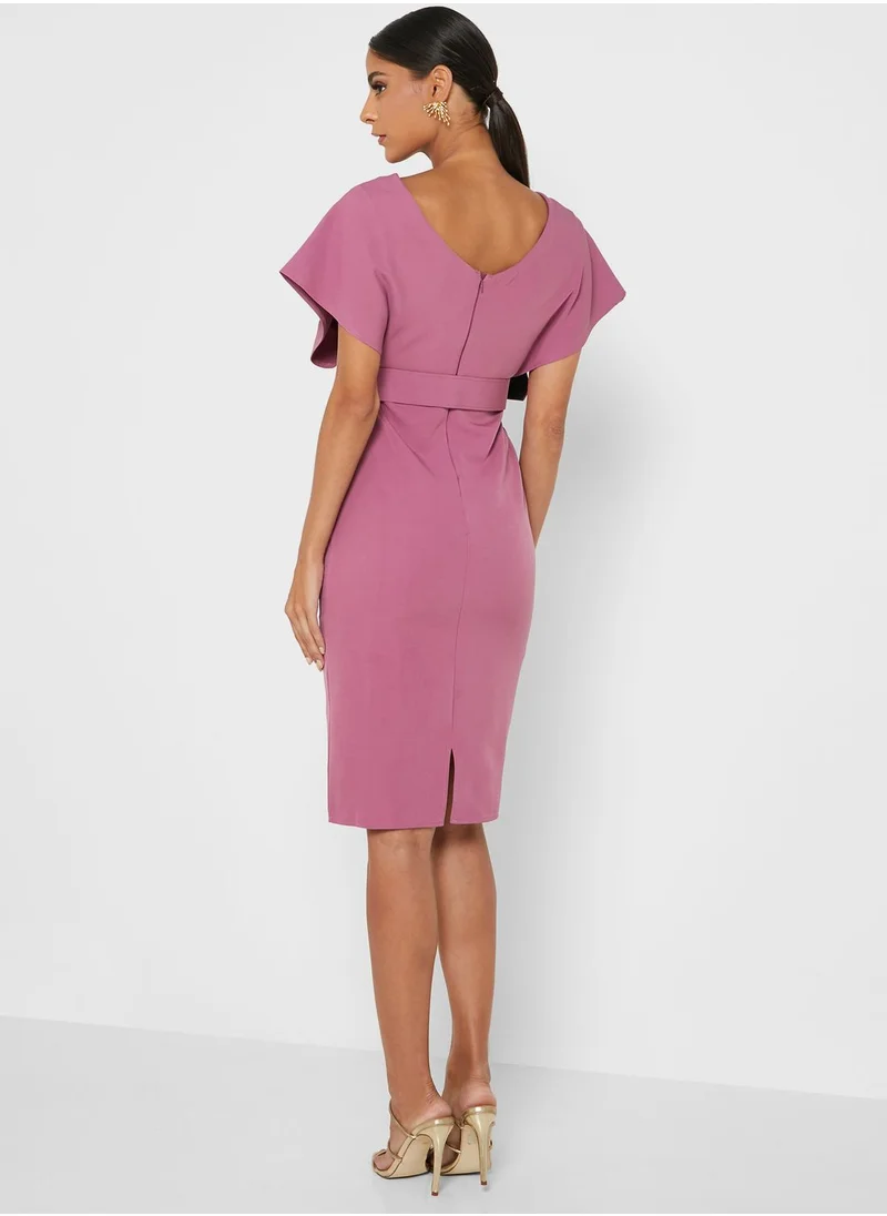 Ella Limited Edition Surplice Detail Belted Dress