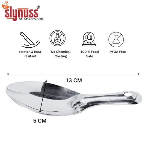 Slynuss ® | Stainless Steel Idli Spoon Set | Thatte Idli Maker Ponganalu Spoon - Serving Spoon Set | Small Polished Idli Serving Spoons | Idli Spoon for Removing idli | 5x13- cms (Silver) -Set of 2 - Image 3