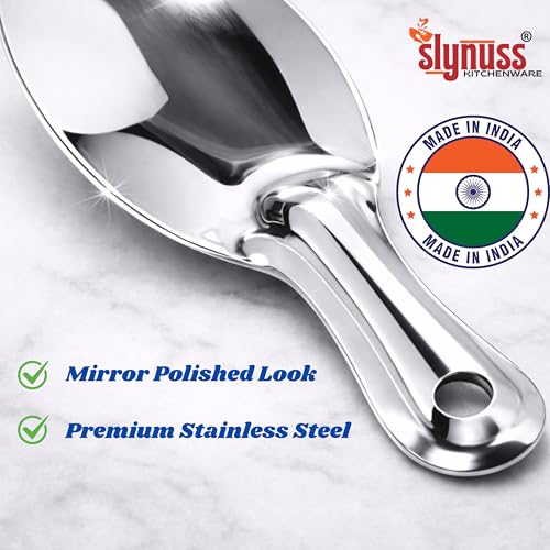 Slynuss ® | Stainless Steel Idli Spoon Set | Thatte Idli Maker Ponganalu Spoon - Serving Spoon Set | Small Polished Idli Serving Spoons | Idli Spoon for Removing idli | 5x13- cms (Silver) -Set of 2 - Image 4