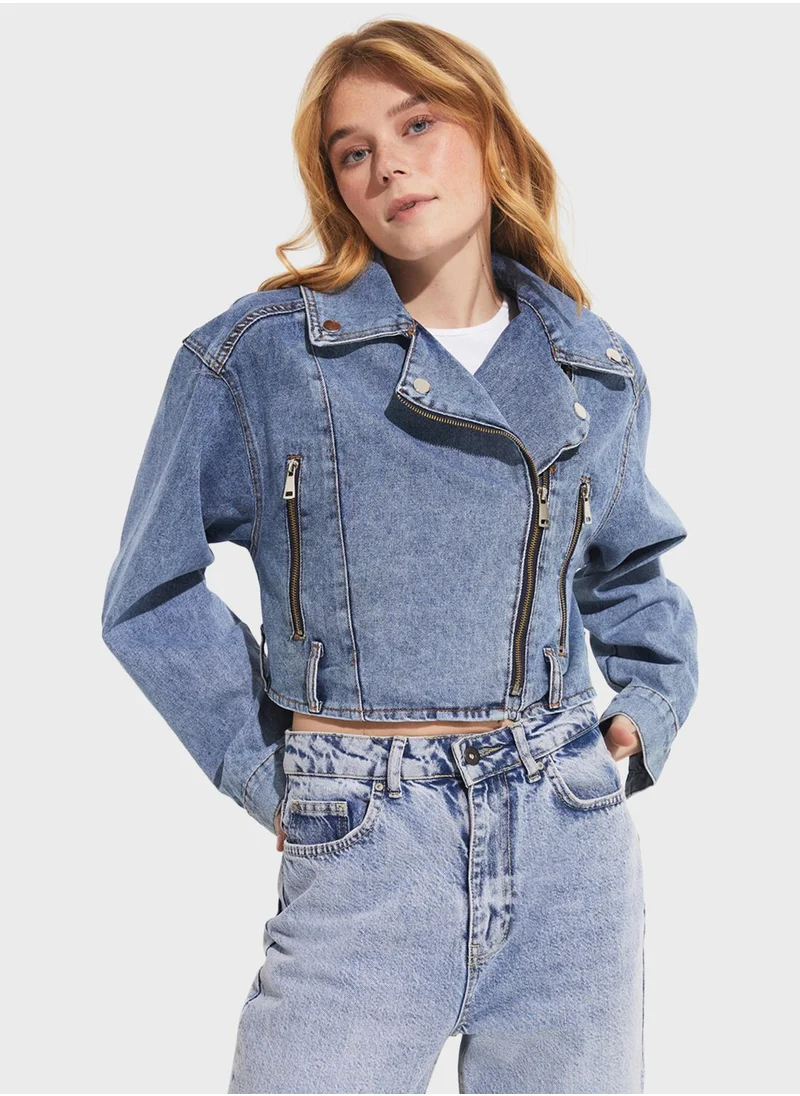 JUNE Knitted Denim Jacket