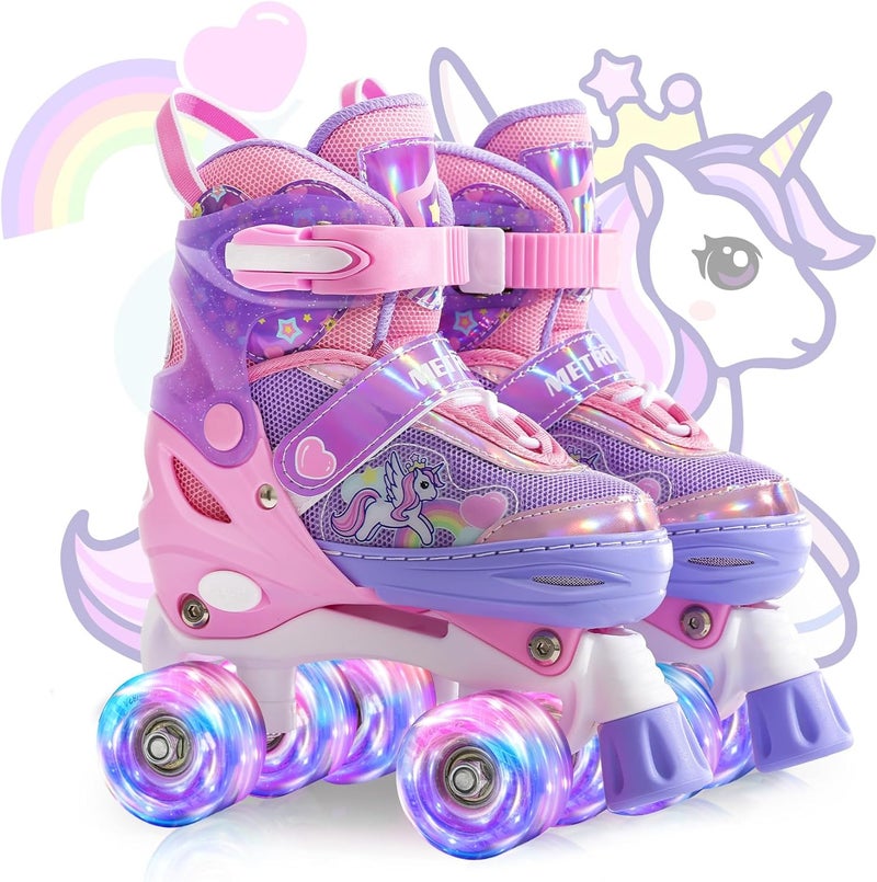 METROLLER Kids Adjustable Roller Skates with Light-Up Wheels - Unicorn Design for Ages 4-12 - Image 1