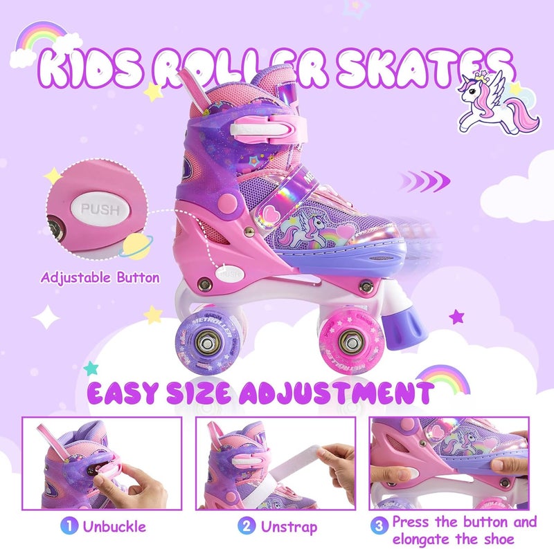 METROLLER Kids Adjustable Roller Skates with Light-Up Wheels - Unicorn Design for Ages 4-12 - Image 3