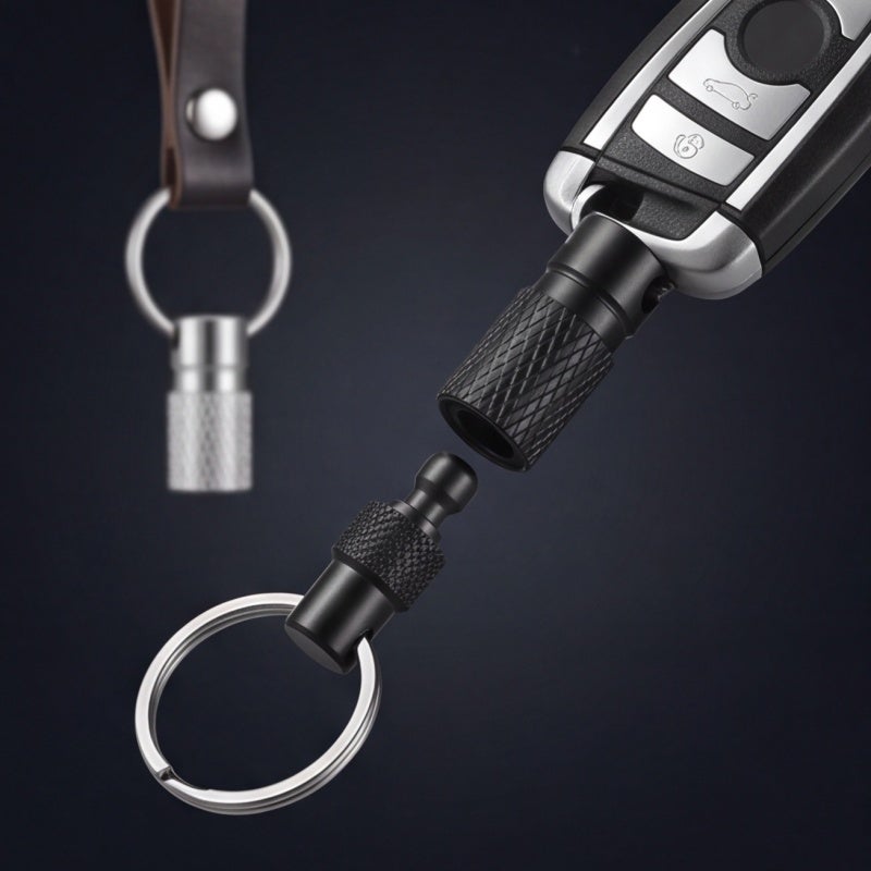 Detachable Keyring 2-Pack Black + Silver: Instant One-Handed Release, Featherlight Heavy-Duty Aluminum Metal Keychain - 360° Secure Swivel Car Keychain for Commuters, Drivers, Everyday Carry Enthusias - Image 3