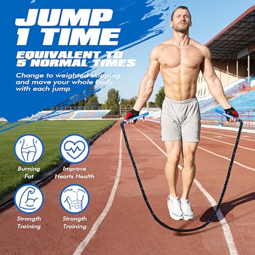 Ayombo Jump Rope Home Gym Weighted Jump Rope 15lb Heavy Jumprope for Men Women Workout Equipment Accessories for ExerciseImprove Speed and Training Muscle Full Body Exercise at Home - Image 3