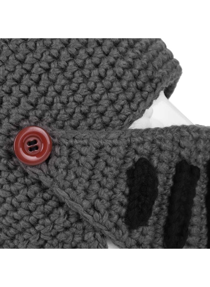 SYOSI Roman Knight Helmet Winter Warm Hat, Visor Crochet Knit Beanie Hat Mask Set Handmade Winter Knit Beanie Hat Winter Roman Knight Knit Hat Earflap Ski Hat Winter Knitted Hat for Adult Kids - Image 5