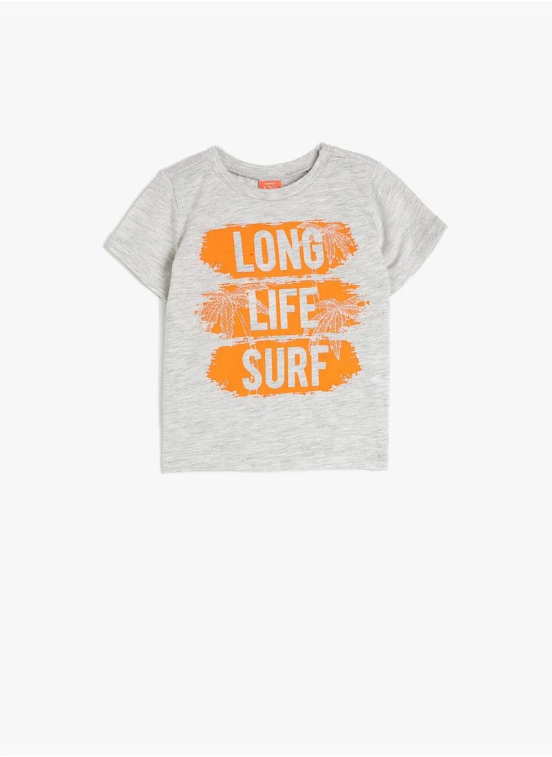 كوتون Short Sleeve Crew Neck Printed T-Shirt