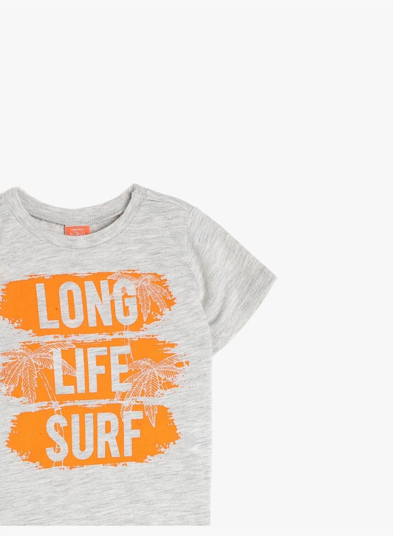 KOTON Short Sleeve Crew Neck Printed T-Shirt