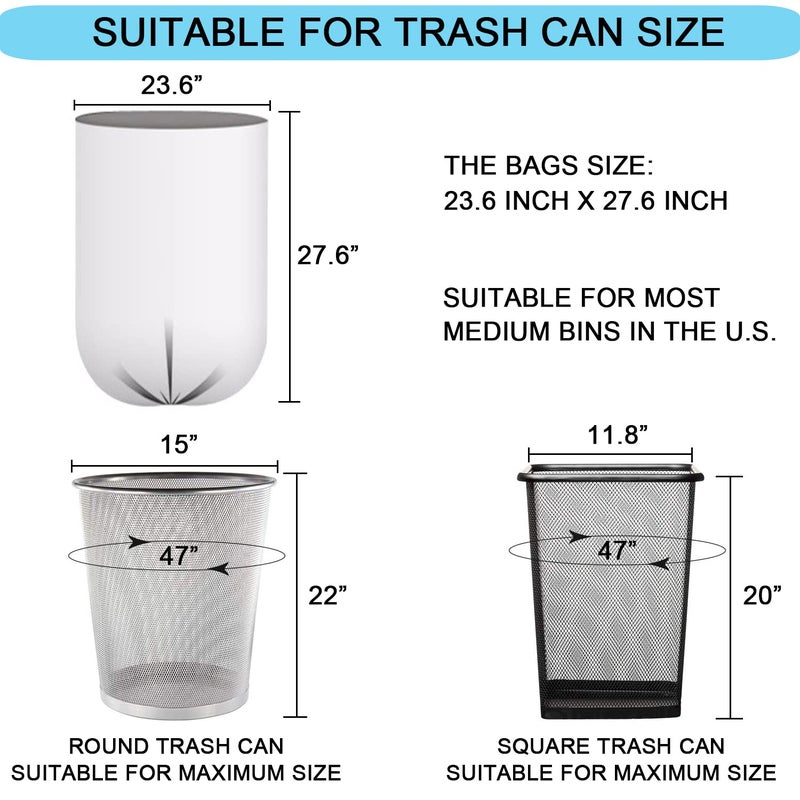 SOSOHOME 10 Gallon Trash Bags - 18 Micron Ultra Thick Strong Clear Medium Size Garbage Bin Liners for Office Kitchen, Fit 8-10 Gallon, 90 Count - Image 2