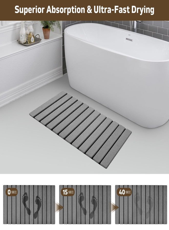 tdcokhe Extra-Large Foldable Stone Bath Mat for Bathroom, 2 Pcs Super Absorbent Diatomaceous Earth Bath Mat with Anti-Slip Leather Base, Quick Drying Modern Bath Stone Mat (Grey, 28" x 16" & 8" x 4") - Image 3