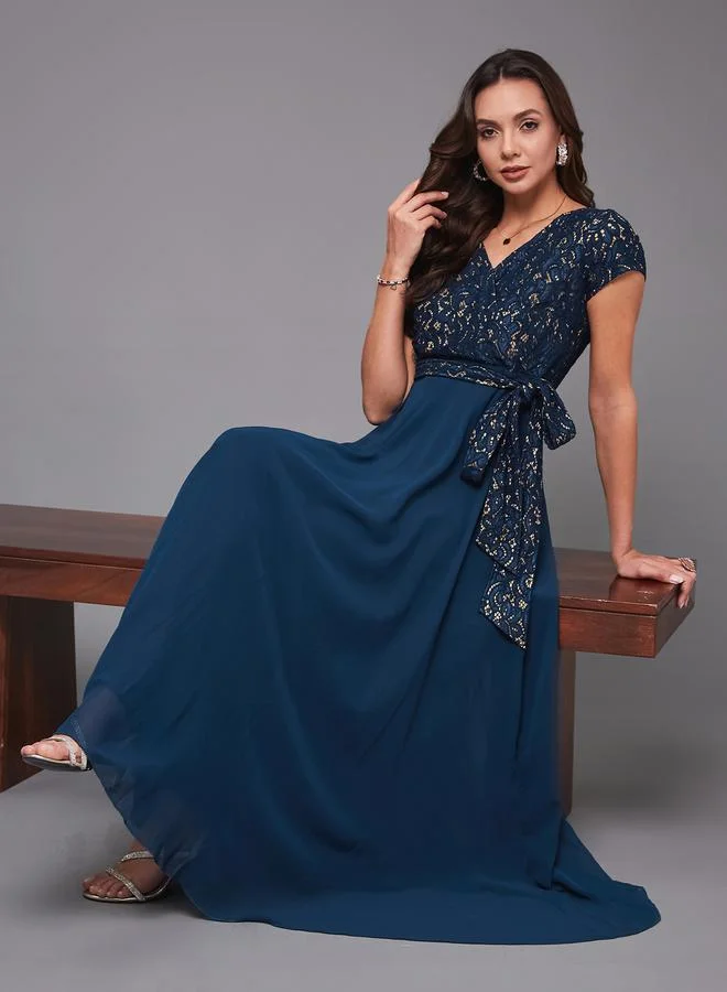 Styli Floral Bodice Maxi Dress