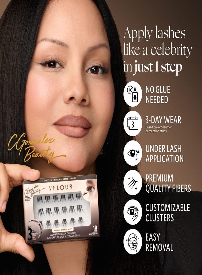 Velour x CGonzalez Beauty Self-Stick Lash Clusters, Self Adhesive Eyelashes, 18 Eyelash Clusters - Image 3