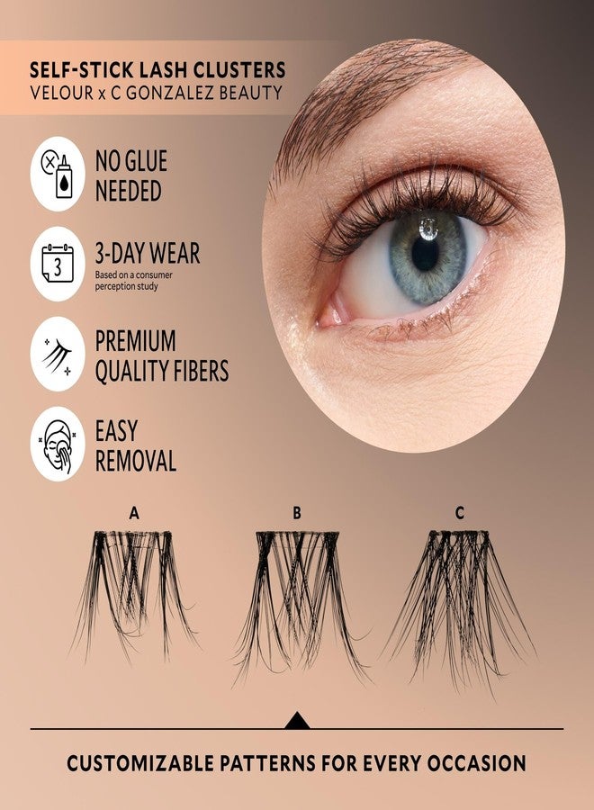 Velour x CGonzalez Beauty Self-Stick Lash Clusters, Self Adhesive Eyelashes, 18 Eyelash Clusters - Image 2