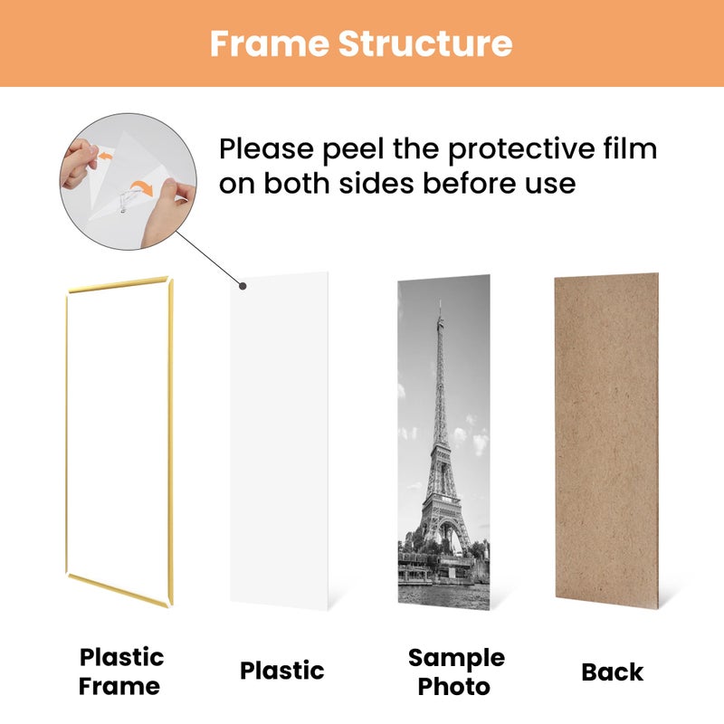 upsimples 16x20 Picture Frame Gold 3 Pack, Scratch-Proof Poster Frames 16 x 20 for Photo Gallery - Slide-In Strips, Horizontal or Vertical Wall Mounting - Image 4