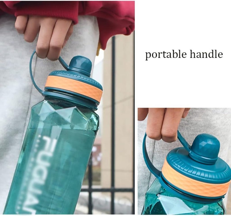 Drofail Gallon 2 Liter 25 Liter Large Water Bottle Jug with Time Marker Handle Leak Proof Wide Mouth for Gym Fitness 25 Liter Black - Image 3