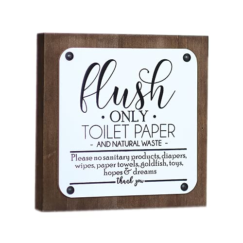 Lavender Inspired Farmhouse Bathroom Sign - Flush Only Toilet Paper Wall Art - Half Bath, Powder Room, Guest Bath, Kid's Bathroom Decor - 7x7 Inch - Image 1