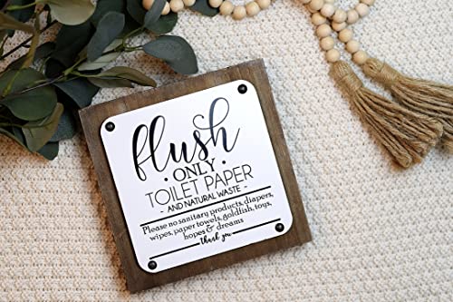 Lavender Inspired Farmhouse Bathroom Sign - Flush Only Toilet Paper Wall Art - Half Bath, Powder Room, Guest Bath, Kid's Bathroom Decor - 7x7 Inch - Image 5