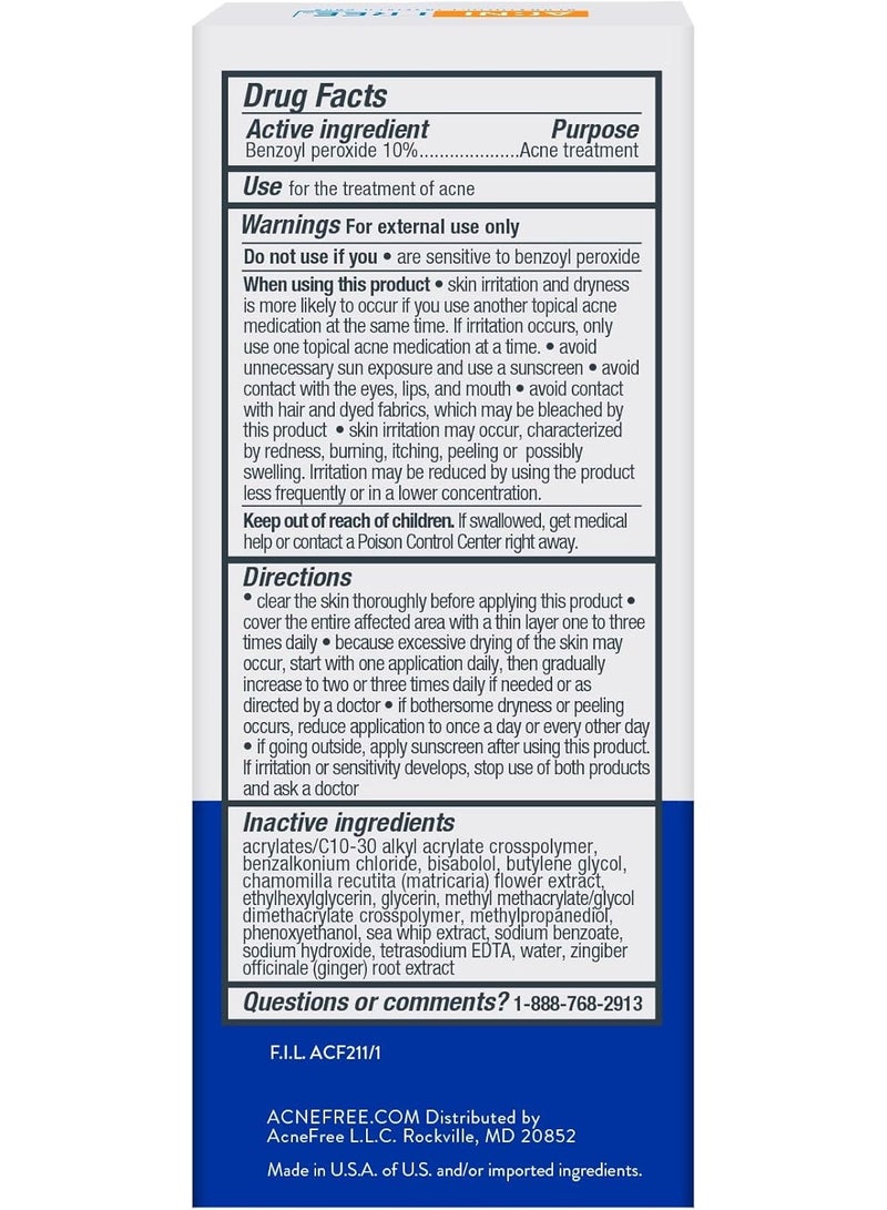 AcneFree Terminator 10 30ml, Acne Spot Treatment with Benzoyl Peroxide 10% Maximum Strength Acne Cream Treatment - Image 2