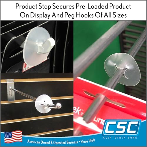 Clip Strip Display Hook Product Stop, 100 Pack, Product Stoppers for Display Hooks, 1" Diameter, Give Display Hooks a Full & Organized Appearance - Image 4