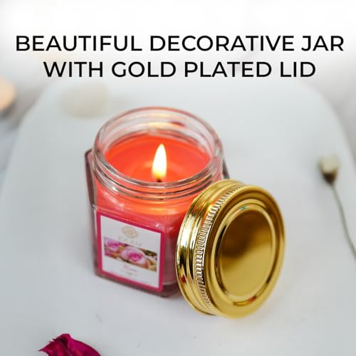 EKAM Scented Candles Combo Pack of 4 Hexa Jar Gift Set | Fresh Cotton, Ocean Dream, Lavender & Rose | 50g Each | 12 Hr Burn | Long Lasting Fragrance Candles for Diwali, Wedding & Home Décor - Image 4