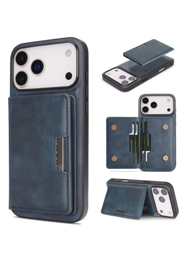 For Apple iPhone 17 Pro Max 2-in-1 Magnetic Detachable Foldable Card Kickstand Wireless Charging Phone Case Cover - Image 1