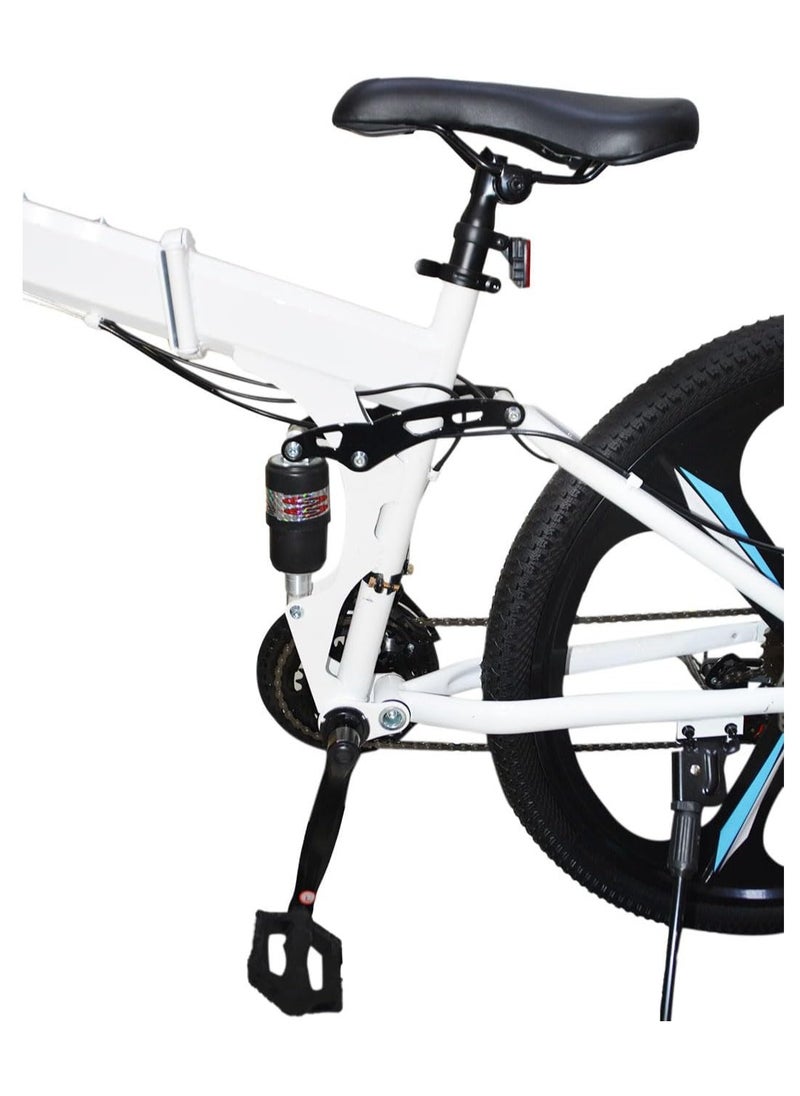 Topfit TOP FIT Crystal Folding Mountain Bike Front and Rear Hydraulic Assistant 21 Speed Settings 28" Rimwheel Easy Lock Handlebars - White  - Image 3