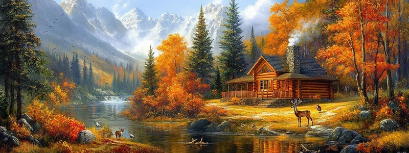 Bimkole Large Diamond Art Kits for Adults Landscape, Full Drill 5D DIY Rhinestone Embroidery Set Paint with Diamonds Art Autumn by Number Kits Cross Stitch Home Wall Craft Decoration 30x80 cm - Image 1