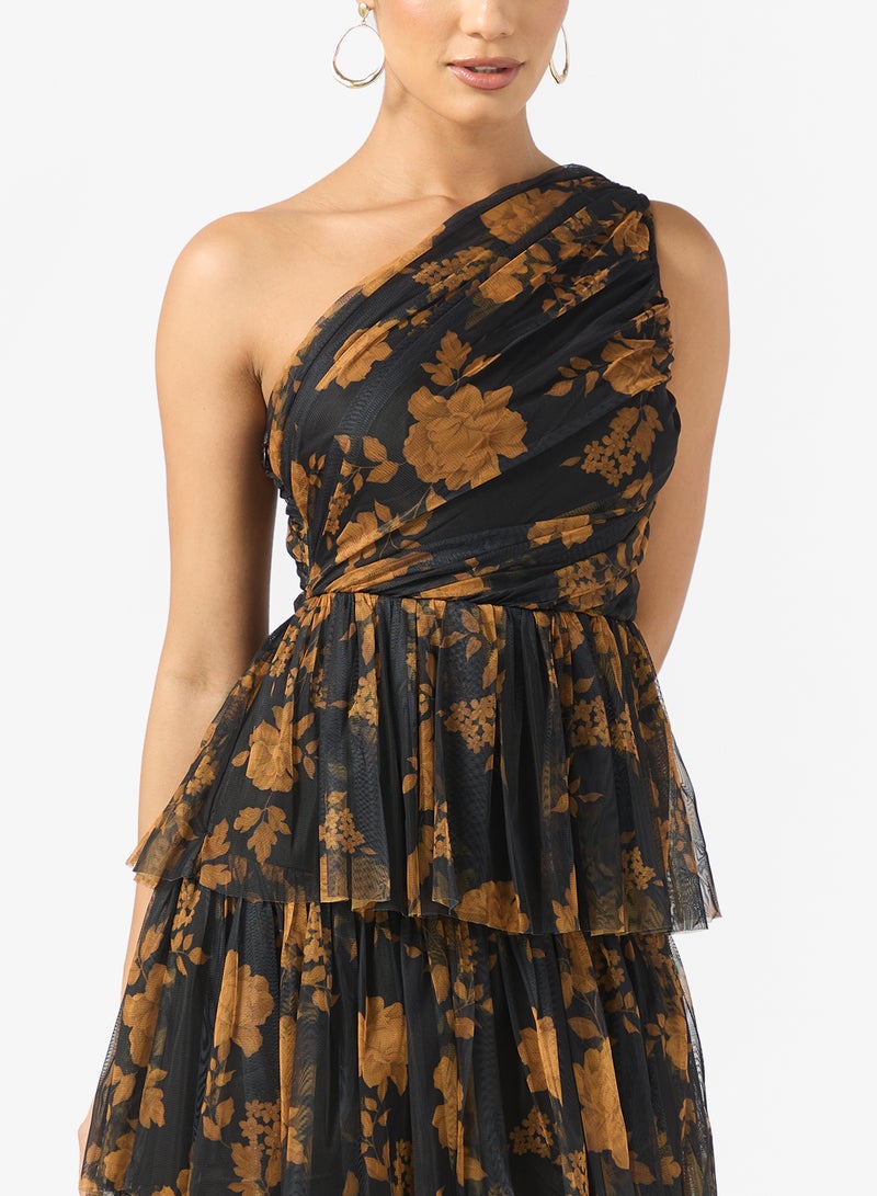 Anaya With Love One Shoulder Tiered Tulle Midi Dress - Image 3