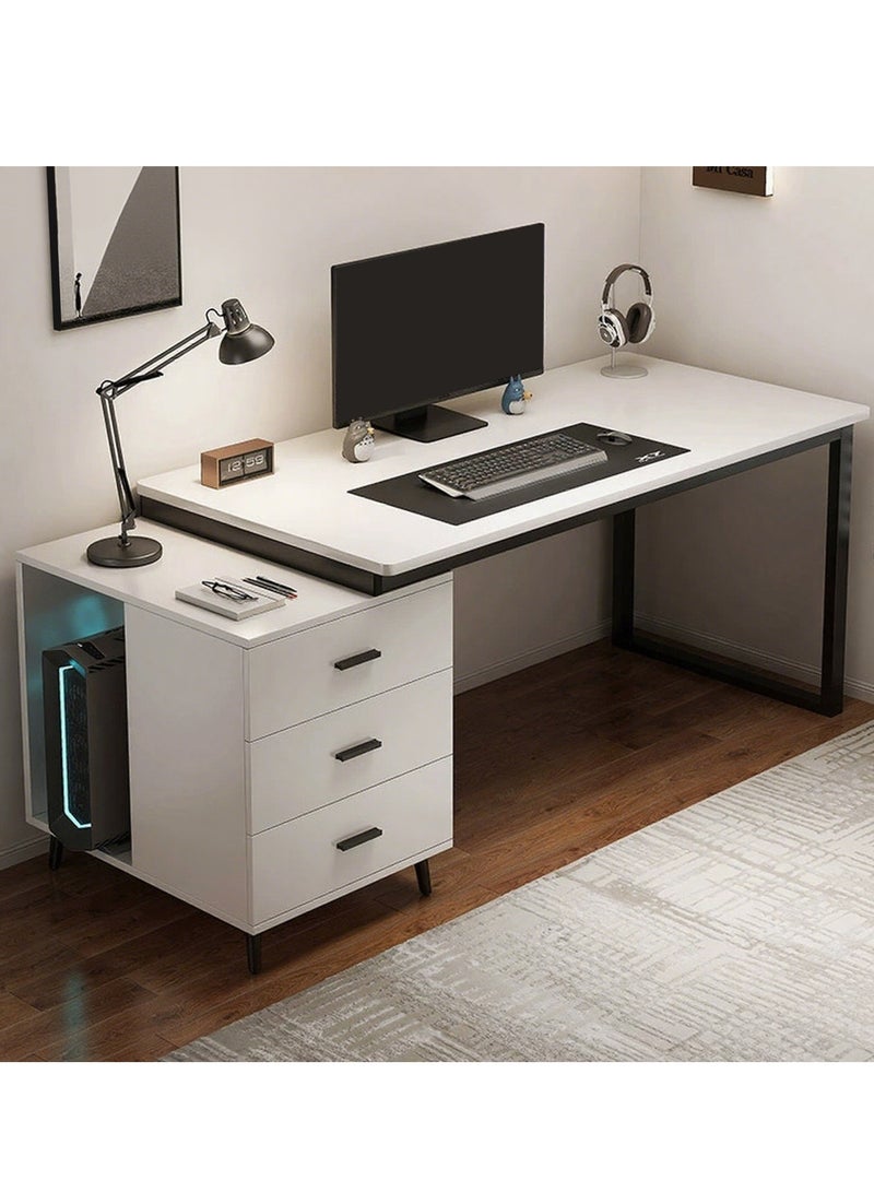 YY-ريشير مكتب متعدد الوظائف مكتب الكمبيوتر جدول الدراسة مع خزانة التخزين ، 120 سم محطة العمل جدول مع الدرجات للمنزل والمكتب - Image 1