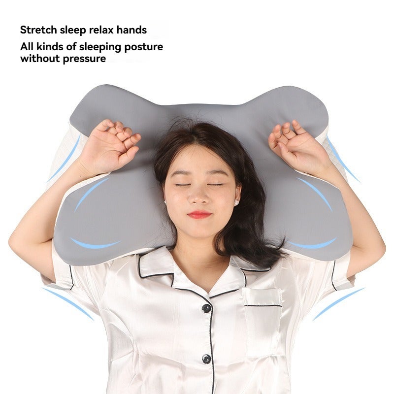 Cervical Support Pillow: Gray Slow Rebound Memory Foam - Innovative Butterfly-Wing Design for Back Side Stomach Sleepers, Pressure Relief & Spine Alignment for Uninterrupted Rest - Image 2