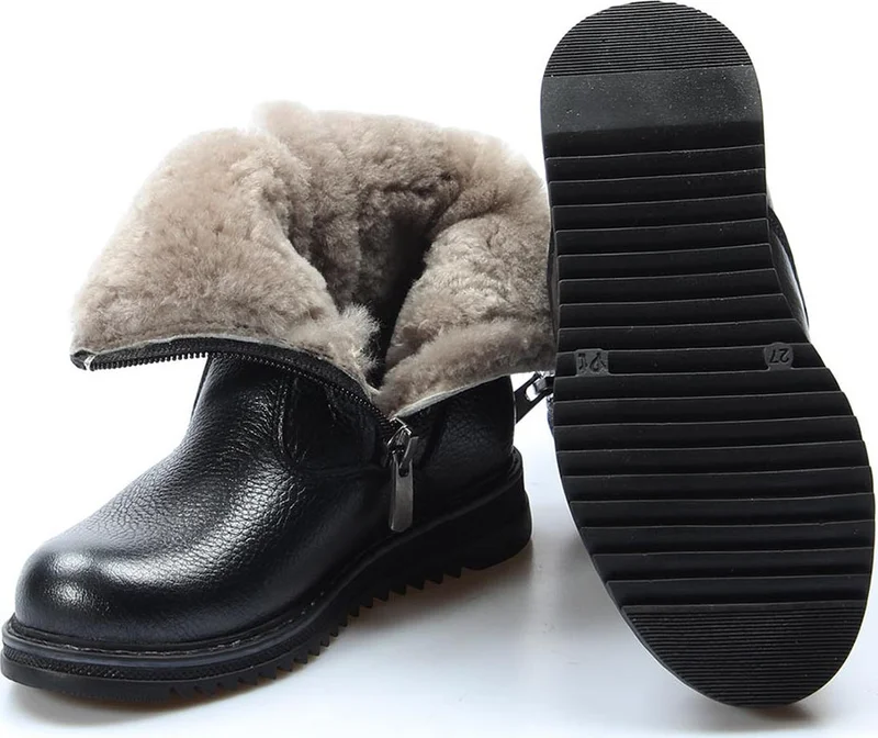 فاست ستيب Unisex Genuine Leather Fur Winter Comfortable Casual Kids Classic Boots 770kpa202