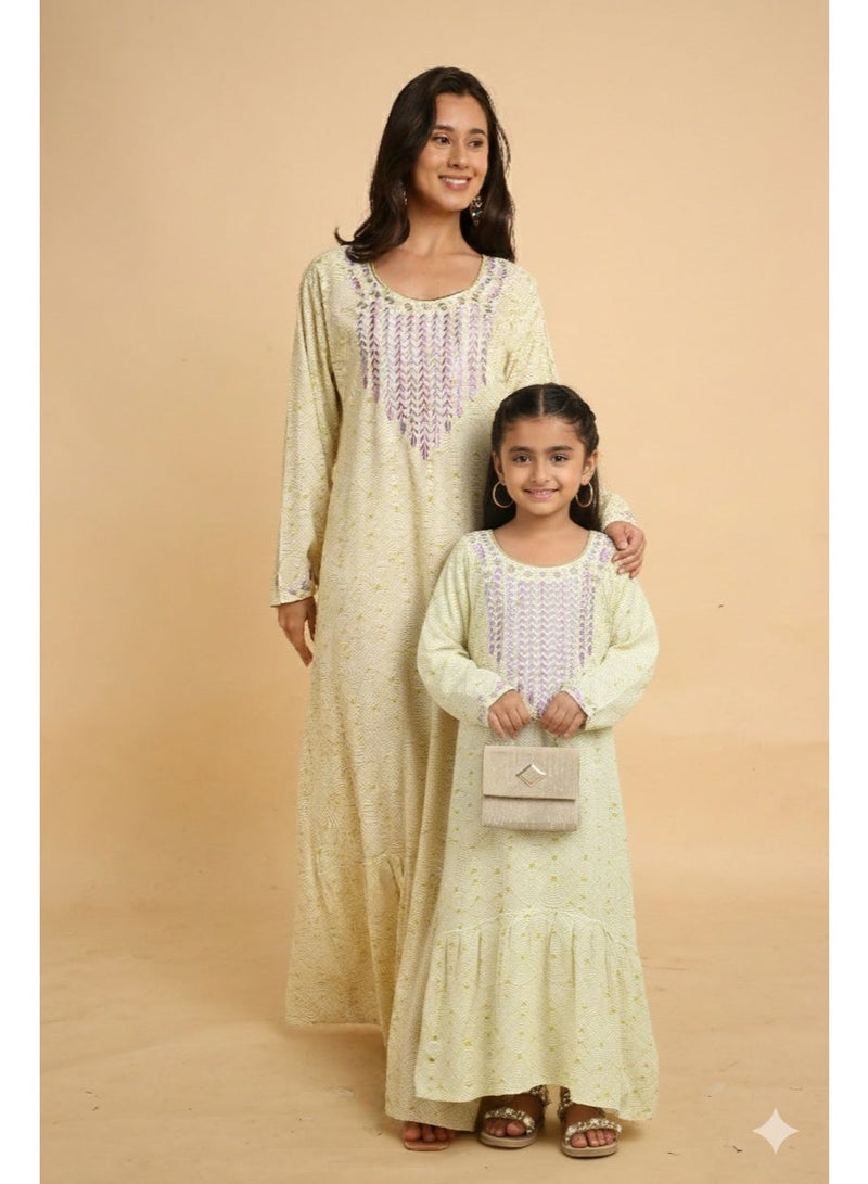 HANA & SARA Trendy Luxe Printed Arabic Jalabiya Dress For Women - Image 5